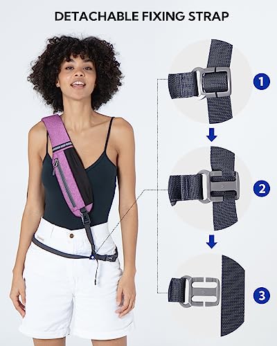 WATERFLY Small Hiking Sling Bag: Crossbody Sling Backpack Chest Bag Daypack for Men Women with Skin-Friendly Shoulder Strap - color: Purple(other Style)