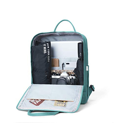 KALIDI Casual Laptop Backpack 15 Inches Classic Camping Rucksack Travel Outdoor Square Daypack College Hiking Gym Bag, Frost Green - color: Frost Green