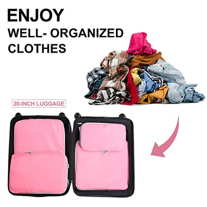 COVAX 4 Set Compression Packing Cubes, Travel Luggage Organizers and Storage Packing Cubes (Pink) - color: Pink