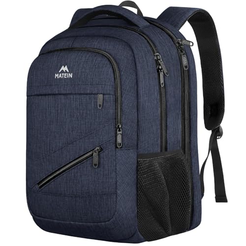 MATEIN Extra Large Laptop Backpack for Men, 50 L Travel Carry On TSA Approved Backpack with Trolley Sleeve, Waterproof Business Work Bag Fits 18.4 Inch Computer Notebook, Dark Blue - color: Dark Blue, size: 18.4 Inch