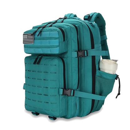 Military Tactical Backpack 45L/25L 3 Day Assault Pack Molle Daypack Hiking Backpack for Men and Women - color: Lakeblue, size: 45L