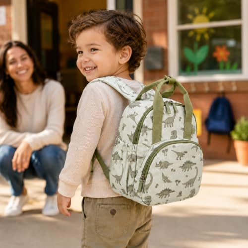 Bluboon Toddler Backpack for Girls Boys 2-4 Cute 12" Preschool Kindergarten Backpacks Kids Daycare Bags School Travel (Green Dino Beige, Age 2-4 (12" H not Fit A4 Folder)) - color: Green Dino Beige, size: Age 2-4 (12" H not Fit A4 Folder)