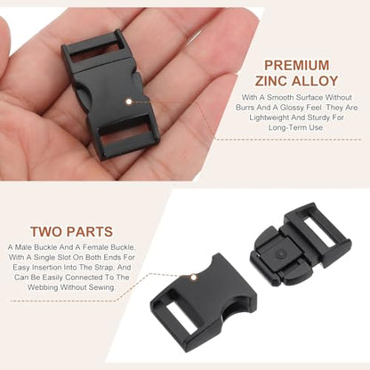 PATIKIL Quick Side Release Buckle, Metal Buckles Replacement No Sewing Snaps Clips Clasps - color: Black, size: 9/16 Inch