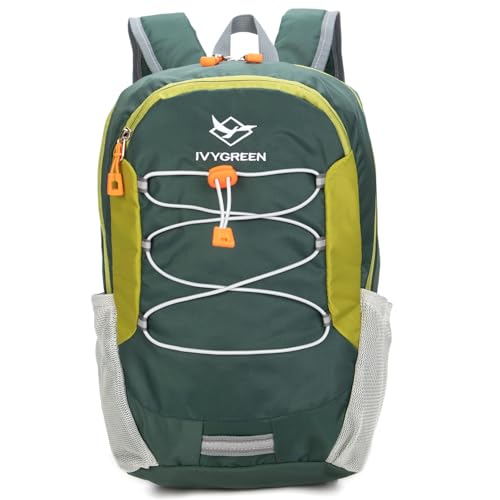 IVYGREEN Little Kids Hiking Backpack for Boys or Girls, Small Daypack for Camping or Travel (Green, Medium) - color: Green, size: Medium