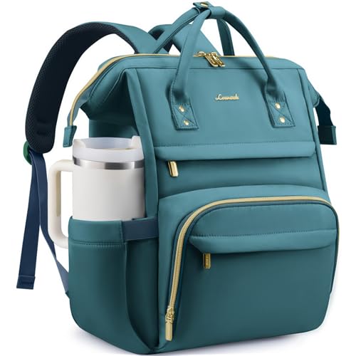 LOVEVOOK Laptop Backpack for Women Men with Large Cup Holder,15.6" Waterproof Computer Laptop Bag TSA Approved Travel Backpack,Professional Work College Nurse Teacher Backpack Gift Purse,Peacock Blue - color: Peacock Blue, size: 15.6-Cup