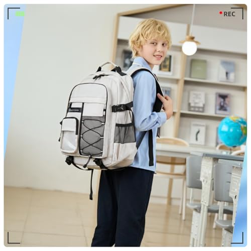 Laptop Backpack Boys Teen Bookbag Kids Middle Schoolbag Women Men 18in(Grey) - color: 4-grey