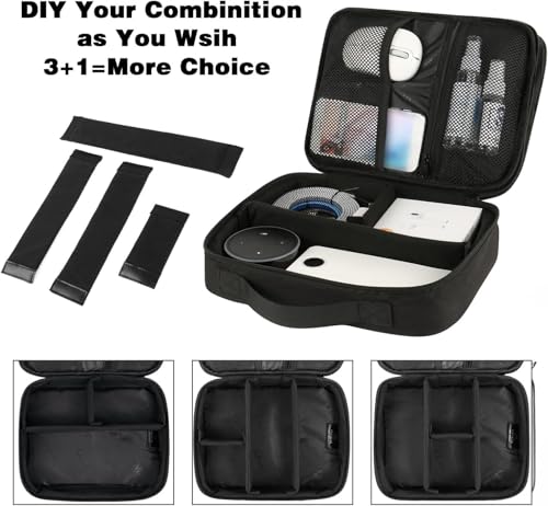 MATEIN Electronics Organizer, Waterproof Travel Electronic Case, Portable Double Layer Cable Storage Bag for Camera Accessories, Cord, Charger, Power Bank, Flash Drive, Phone, SD Card, Black