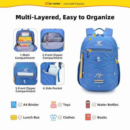 SKYSPER Kids Backpack 12L Children School Bag Child Boy Girl Pack Ages 4-8 for Traveling Day Trips Classes Camping(Blue) - color: Blue, size: Small