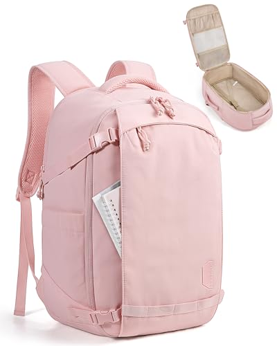 BAGSMART Travel Backpack Women, 15.6 Inch Carry On Backpack Flight Approved, TSA Approved Personal Item Travel Bag, Water Resistant Weekender Bag Luggage Daypack, PInk - color: Baby Pink, size: 15.6 Inch