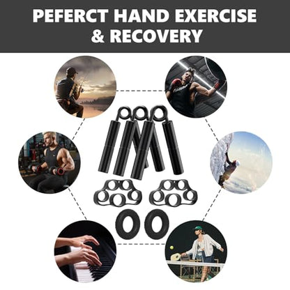Professional Hand Grip Strengthener Trainer Kit, 50-175LB Metal Hand Gripper with 2 Finger Stretcher & 2 Grip Ring Wrist Foream Strengthener Exercise Workout Trainer for Pro Beginner Professionals
