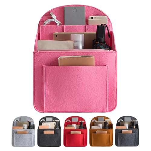 Felt Backpack Organiser, Mini Backpack Organizer Insert, Small Purse Organizer Insert - Lightweight, Multi-pocket Backpack Insert for Easy Access and Neat Storage (Pink, M-13.8 * 10.6IN) - color: Pink, size: M-13.8*10.6IN