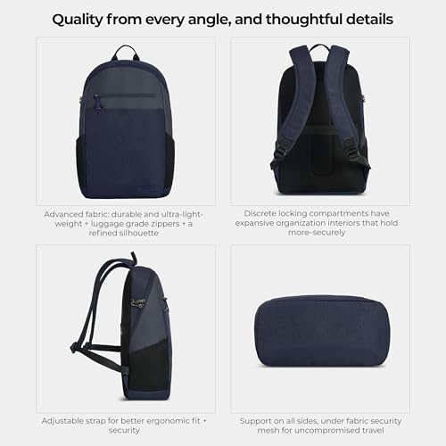 Travelon Anti-Theft Metro Backpack with RFID blocking pouch - color: Navy