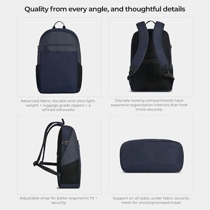 Travelon Anti-Theft Metro Backpack with RFID blocking pouch - color: Navy