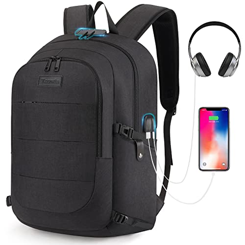 Tzowla Travel Laptop Backpack Water Resistant Anti-Theft Bag with Lock - color: A-black, size: Standard 15.6 inch