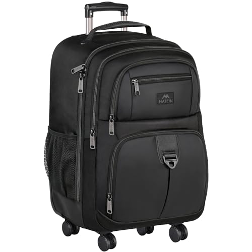 MATEIN 18 inch Roller Backpack, Extra Large Rolling Computer Bag with 4 Spinner Wheels, Sturdy Wheeled Carry On Backpack for Travel Work, Rolling Laptop Rucksack for Men Women - color: Black, size: 18 inch