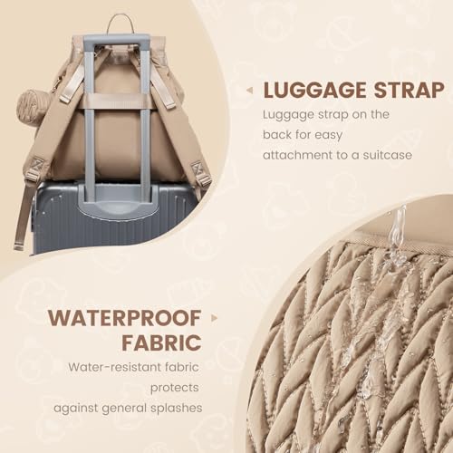 LOVEVOOK Diaper Bag Backpack, Small Baby Bag, Cute Baby Diaper Bag, Stylish Water-Resistant Travel Baby Bag for Mom, Baby Backpack with Changing Pad, Stroller Straps -Khaki - color: Khaki