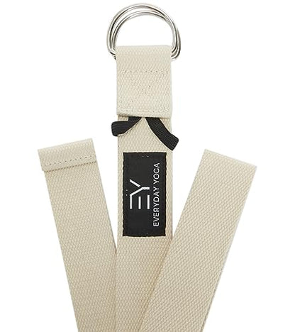 Everyday Yoga Strap with Metal D-Ring - Durable Stretching Strap for Yoga, Pilates, Flexibility & Physical Therapy (6ft, 8ft, 10ft) - color: Natural, size: 10 Foot