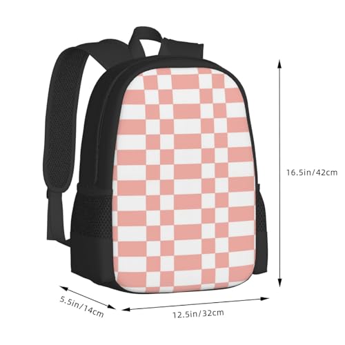 Breathable Outdoor Daypack Checkered Pink, Durable Anti Theft Travel Backpack Adjustable Strap Shoulder Bag for Hiking Camping City Walking - color: Design (547)