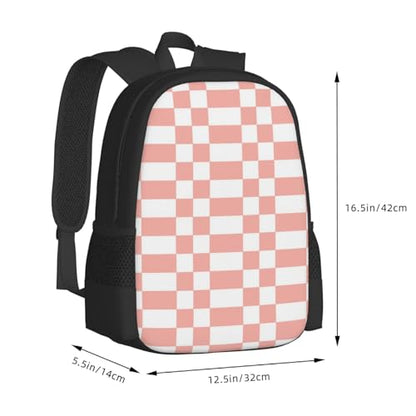 Breathable Outdoor Daypack Checkered Pink, Durable Anti Theft Travel Backpack Adjustable Strap Shoulder Bag for Hiking Camping City Walking - color: Design (547)