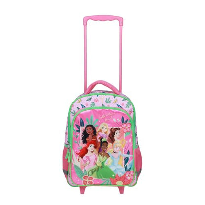 Disney 16" Princesses Girls Rolling Backpack with Adjustable Handle - color: Pink