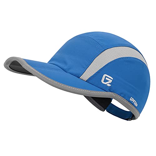 GADIEMKENSD Reflective Folding Outdoor Hat Unstructured Design UPF 50+ Sun Protection Sport Hats for Womens and Mens - color: Blue