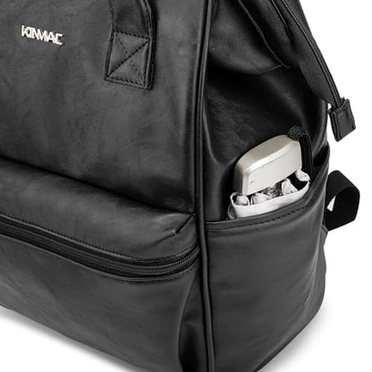 Kinmac Laptop Backpack for Women and Men, Large Capacity Travel Backpack for 15.6 inch Laptop Computer (Black PU) - color: Black Pu