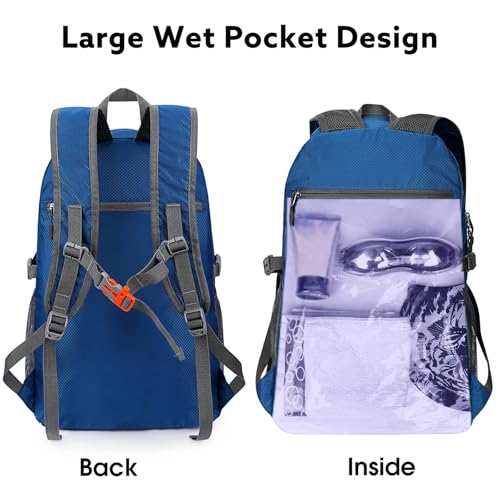 G4Free 40L Lightweight Packable Hiking Backpack, Waterproof Travel Daypack - color: Dark Blue