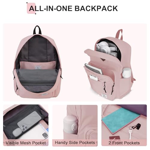 VX VONXURY Backpack for Men Women, Lightweight Kids School Bag, Classic Basic Laptop Bookbag for College Work Travel Hiking - color: Pink