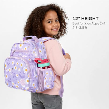 mibasies Toddler Backpacks for Girls 2-4: Little Kid Bookbag for Preschool Prek Daycare - Daisey Purple - color: Daisey Purple, style: Toddler-12"h(not Fit Folder)