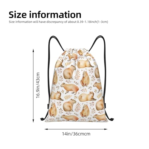 Gianlaima Capybara Leaves Watercolor Funny Drawstring Bags Backpack Bag Sport Gym Sack String Bag Yoga Dance Travel Bag For Men Women - color: Black43