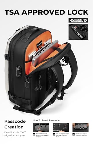 AirVault Vacuum Seal Travel Backpack 60L with Expandable HyperSeal Air Compression Vacuum System Water Resistant TSA Lock (Vacuum Pump Included, White, 60L) - color: White