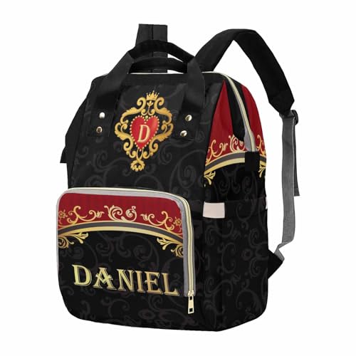 Newcos Personalized Diaper Bag Backpack with Name, Custom Monogram Backpacks Travel Mommy Bag, Customized Diaper Bags with Water Bottle for Newborn Baby Mom Dad Women Men Nursing Bag Birthday Black - color: Patten 11
