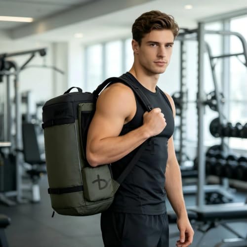 BE SMART 50L Extra Large Gym Backpack for Men, Big Gym Bag with Shoes Compartment, Waterproof Heavy Duty Duffel Bags (Grey Black, Large-40L) - color: Grey Black, size: Large-40L