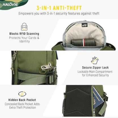 HALOVIE Crossbody Sling Bag Anti Theft RFID Sling Backpack Lightweight Travel Hiking EDC Tactical Chest Shoulder Pack Gift for Men - color: Army Green