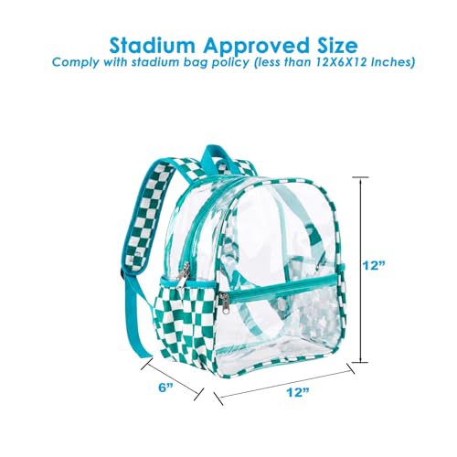 Fomaris Stadium Approved Clear Backpack 12x6x12 Clear Bag for Stadium Events, Sports, Concerts, Festivals - Checkered Green - color: Checkered Green