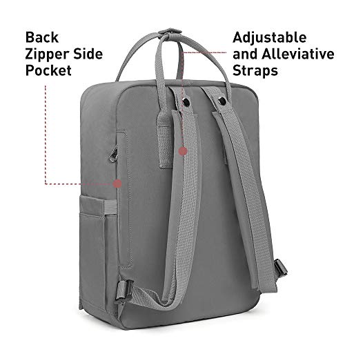 KALIDI Casual Laptop Backpack 15 Inches Classic Camping Rucksack Travel Outdoor Square Daypack College Hiking Gym Bag, Grey - color: Grey