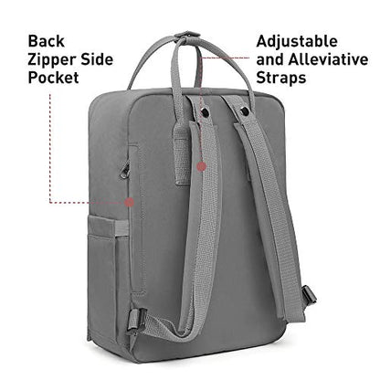 KALIDI Casual Laptop Backpack 15 Inches Square Daypack Totepack Travel Bag - color: Grey