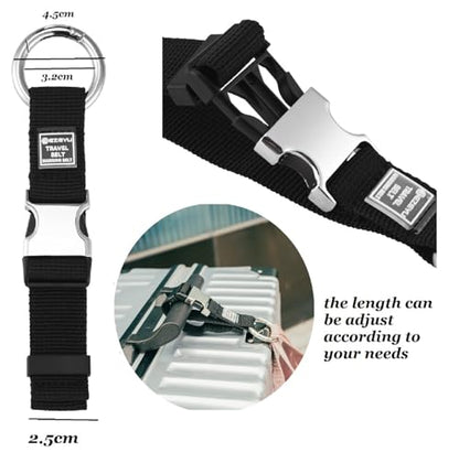 2PCS Add a Bag Luggage Strap Jacket Gripper, Heavy Duty Luggage Straps Carry-on Baggage Suitcase Straps Belts Travel Accessories,Carry Your Extra Bags(Black) - color: Black