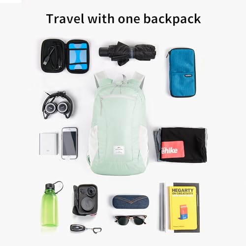 Naturehike 18L Lightweight Hiking Daypack, Waterproof Camping Packable Backpack Ultralight for Travel, Airplane, Adults - color: Mint Green