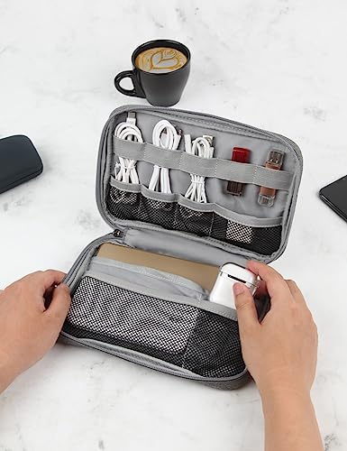 GOX Tech Pouch Accessories Case Organizer for Travel Small Electronics Bag - color: GREY-Large