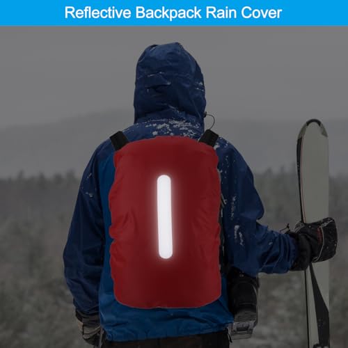 PATIKIL Waterproof Backpack Rain Cover, Non-Slip Backpack Cover with Vertical Reflective Strap Stay Dry for Hiking, Camping, Hunting - color: Red, size: Large
