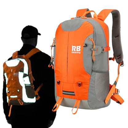 riderbag Reflective Motorcycle Backpack, Hi Viz Commuter Riding Bag | Designed by Riders for Everyday Rides with Laptop Compartment and Helmet Net. Built to Help You Be Seen. - color: Orange