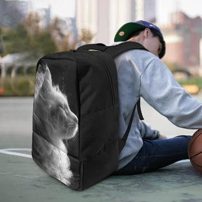 18.5in Basketball Backpack Basketball Bag with Shoe Compartment & Ball Holder, Waterproof Bag for Soccer Volleyball - color: Creative Realistic Kitten Print