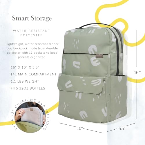 RED ROVR Roo Lightweight 1 LB Diaper Bag Backpack | 11 organizational pockets| Durable & Water-Resistant (Pear Doodle) - color: Pear Doodle