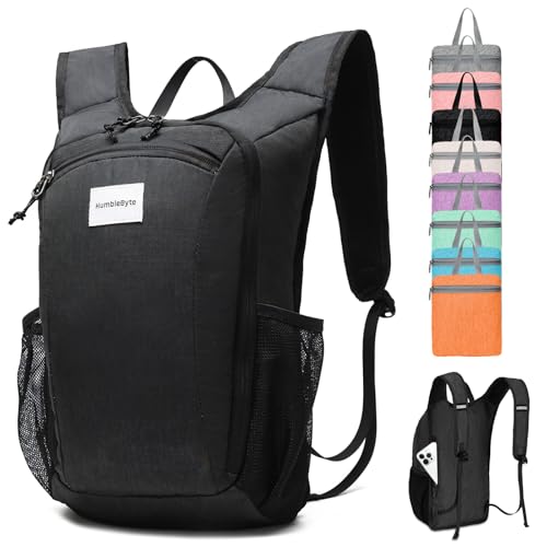 10L Foldable Lightweight Backpack – Packable Travel Daypack for Hiking, Cycling & Everyday Use – Water-Resistant Travel Bag with Multi-Pocket Design for Women & Men(Black) - color: Black
