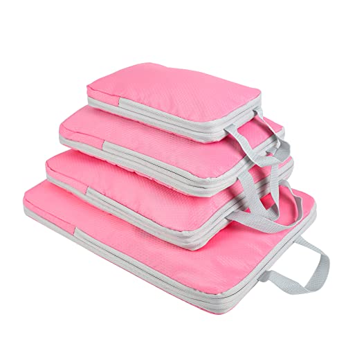COVAX 4 Set Compression Packing Cubes, Travel Luggage Organizers and Storage Packing Cubes (Pink) - color: Pink