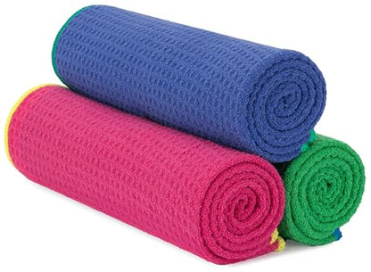 S&T INC. Microfiber Gym Towels, Yoga Towel for Home and Gym Bag, 16 Inch x 27 Inch, 3 Pack - color: Honeycomb Brights