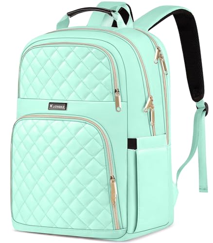 Backpacks for Women, School Backpack for Teen Girls, 15.6 Inch Cute Quilted Laptop Backpack, Large Bookbag for Middle School College Students, Teal - color: Light Green, size: 15.6 Inch