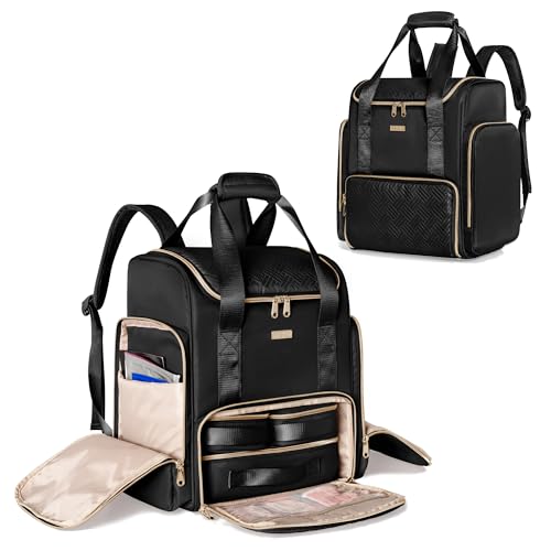 Large Makeup Backpack with 3 Clear Makeup Bags, Double Layers Professional Makeup Travel Case with Brushes Storage Section for Makeup Artists - color: Black