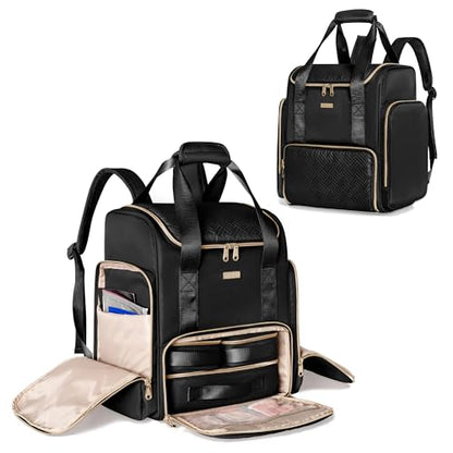 Large Makeup Backpack with 3 Clear Makeup Bags, Double Layers Professional Makeup Travel Case with Brushes Storage Section for Makeup Artists - color: Black
